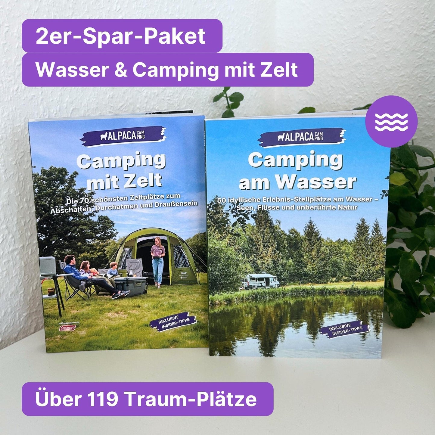 Zelt Reiseführer + Wasser