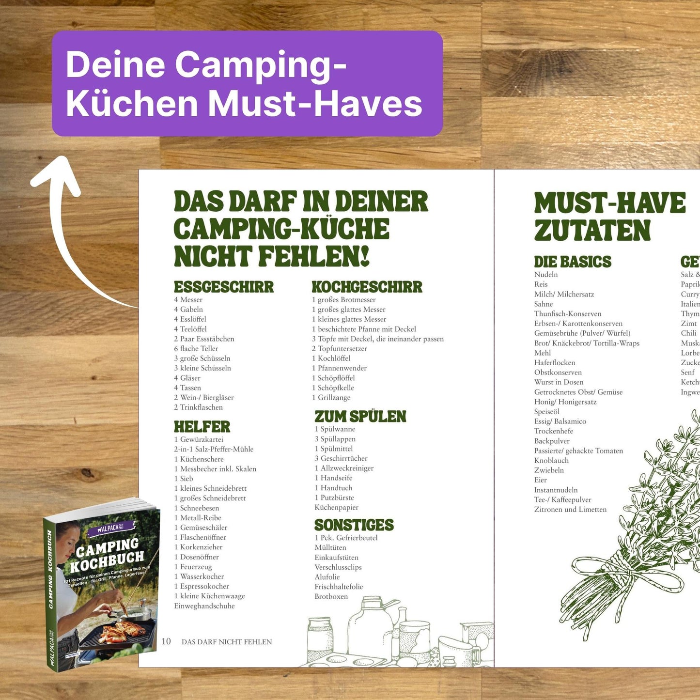 Zelt Reiseführer + Kochbuch