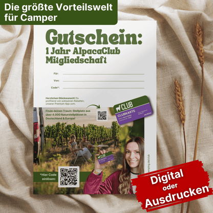 Gutschein für ein Jahr AlpacaClub Mitgliedschaft