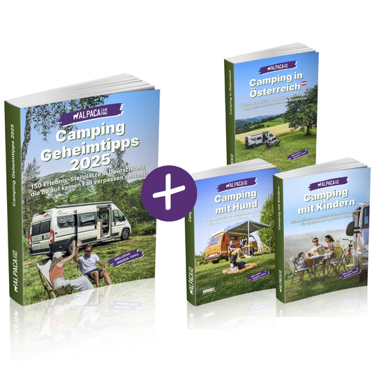 AlpacaCamping - Stellplatzführer Bundle - Wohnmobil Camping Geheimtipps 2025 + Österreich + Hund + Kinder