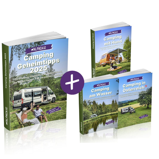 AlpacaCamping - Stellplatzführer Bundle - Wohnmobil Camping Geheimtipps 2025 + Österreich + Hund + Wasser