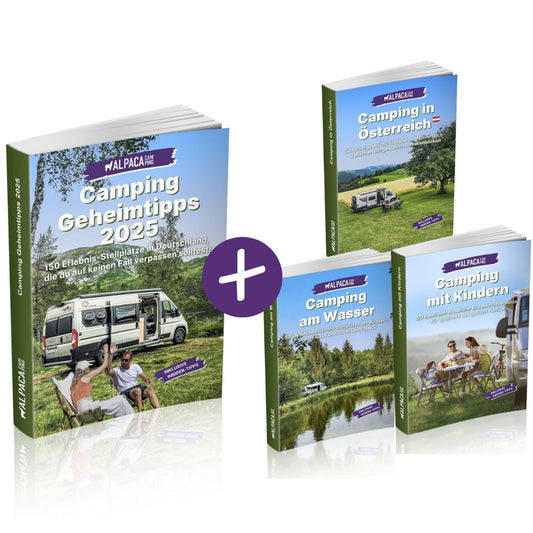 AlpacaCamping - Stellplatzführer Bundle - Wohnmobil Camping Geheimtipps 2025 + Österreich + Kinder + Wasser