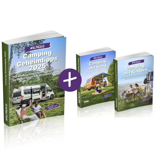 AlpacaCamping - Stellplatzführer Bundle - Wohnmobil Camping Geheimtipps 2025 + Hund + Kinder