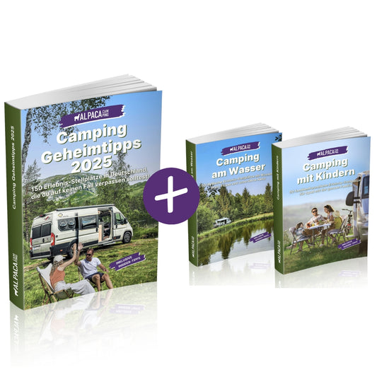 AlpacaCamping - Stellplatzführer Bundle - Wohnmobil Camping Geheimtipps 2025 + Kinder + Wasser