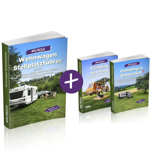 AlpacaCamping - Stellplatzführer Bundle - Wohnwagen Camping Geheimtipps 2025 + Hund + Österreich