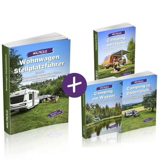 AlpacaCamping - Stellplatzführer Bundle - Wohnwagen Camping Geheimtipps 2025 +  Österreich + Hund + Wasser