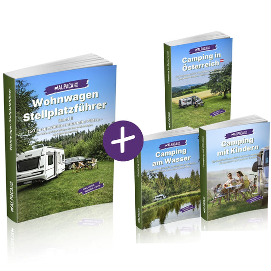 AlpacaCamping - Stellplatzführer Bundle - Wohnwagen Camping Geheimtipps 2025 + Österreich + Kinder + Wasser