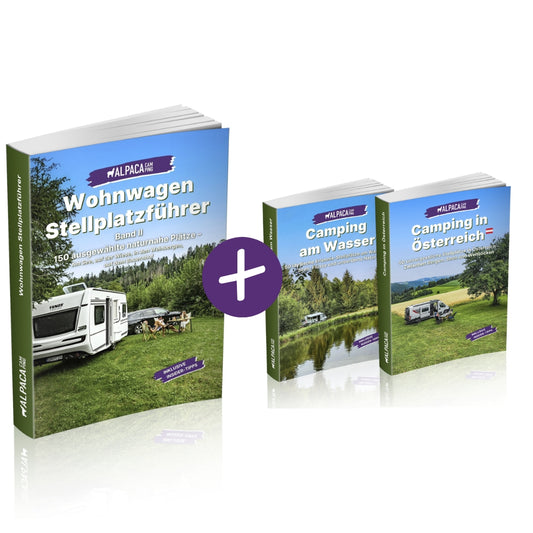 AlpacaCamping - Stellplatzführer Bundle - Wohnwagen Camping Geheimtipps 2025 + Österreich + Wasser