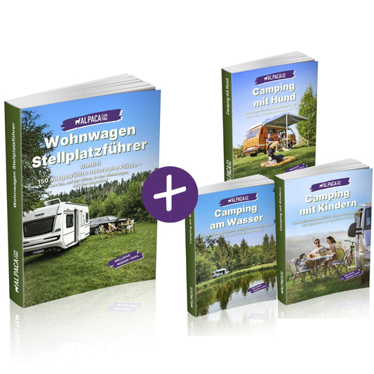 AlpacaCamping - Stellplatzführer Bundle - Wohnwagen Camping Geheimtipps 2025 + Hund + Kinder + Wasser