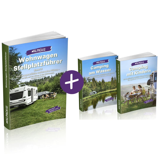 AlpacaCamping - Stellplatzführer Bundle - Wohnwagen Camping Geheimtipps 2025 + Kinder + Wasser