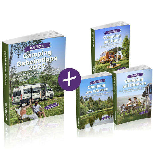 AlpacaCamping - Stellplatzführer Bundle - Wohnmobil Camping Geheimtipps 2025 + Hund + Kinder + Wasser