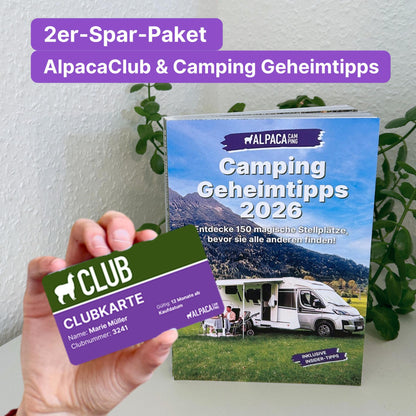 Wohnmobil Geheimtipps + AlpacaClub Mitgliedschaft (1 Jahr)